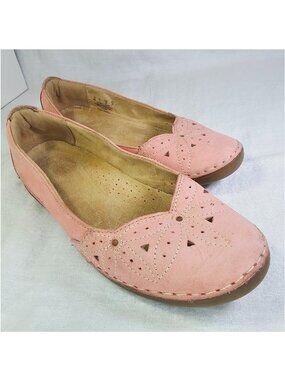 Naturalizer Kipper Suede Leather Slip On Flats Shoes w Cut Outs 8W Coral Pink